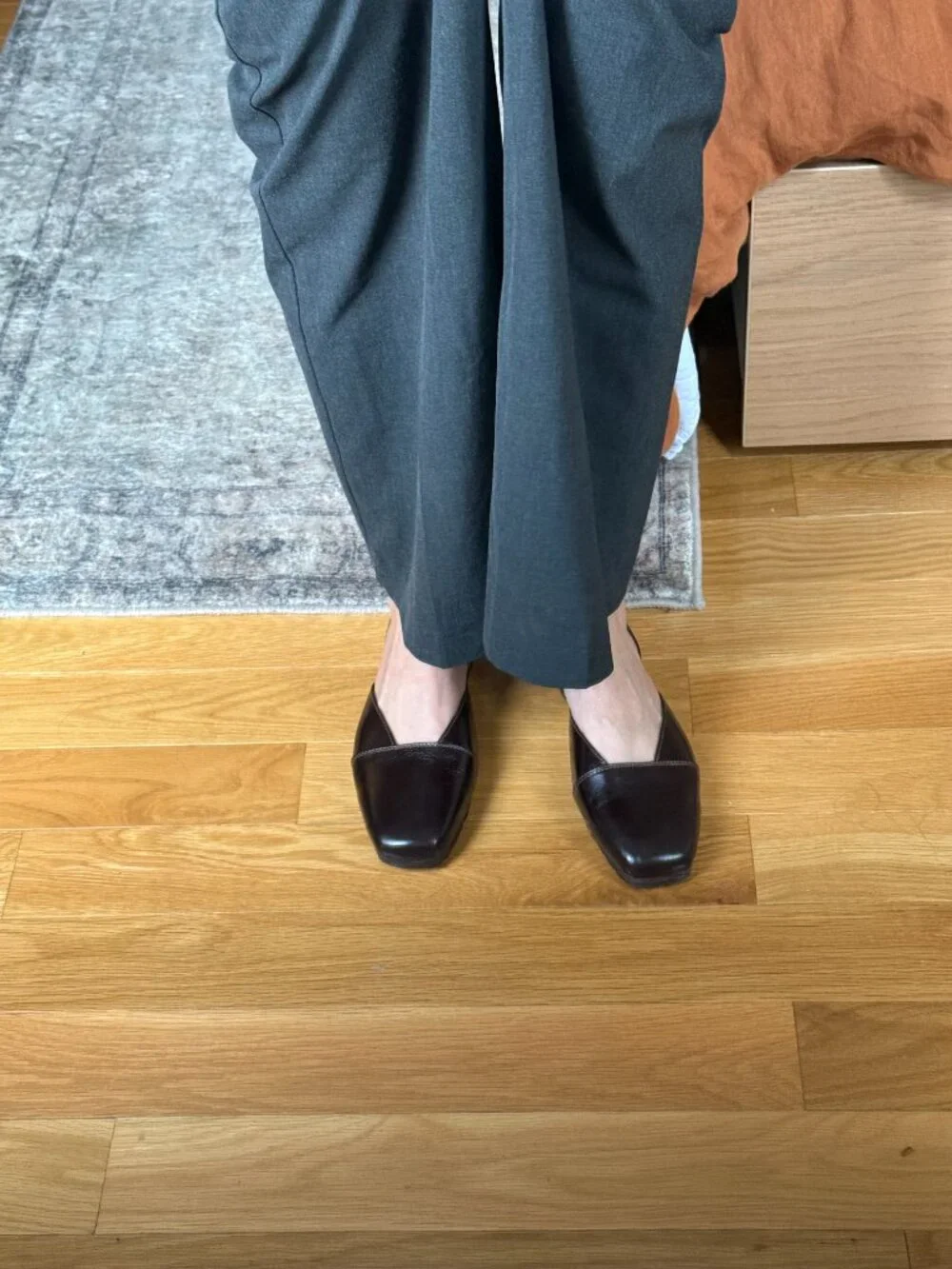 Custom Made Square Toe Leather Ballet Flats